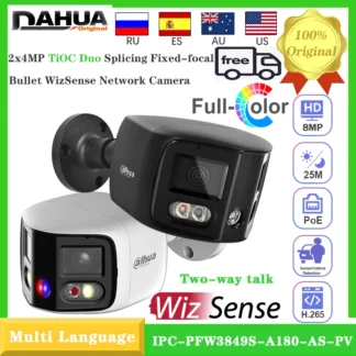 Dahua IPC-PFW3849S-A180-AS-PV 2x4MP TiOC Duo empalme bala focal fija cámara de red WizSense conversación bidireccional EPTZ IR25M