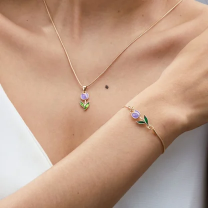 Pulsera de flor de tulipán elegante Vintage francés, pulseras con dijes de flor dulce esmaltadas de estética a la moda para mujer, regalo de joyas de fiesta