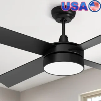 Ventilador de techo de 48 pulgadas con control remoto de luz Función de memoria de 4 aspas Modo de luz nocturna Uso interior y exterior de bajo consumo