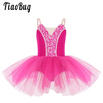 Tutú de Ballet para niñas, leotardos sin mangas, vestido con falda de tul, bailarina, gimnasia, patinaje, puesta en escena, Ropa de baile