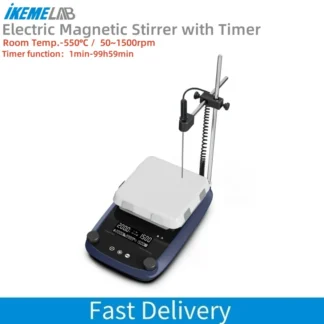 IKEME Agitador magnético con pantalla digital LCD y temporizador Mezclador de placa calefactora de cerámica de vidrio 550 ℃ Mezclador de laboratorio de alta temperatura