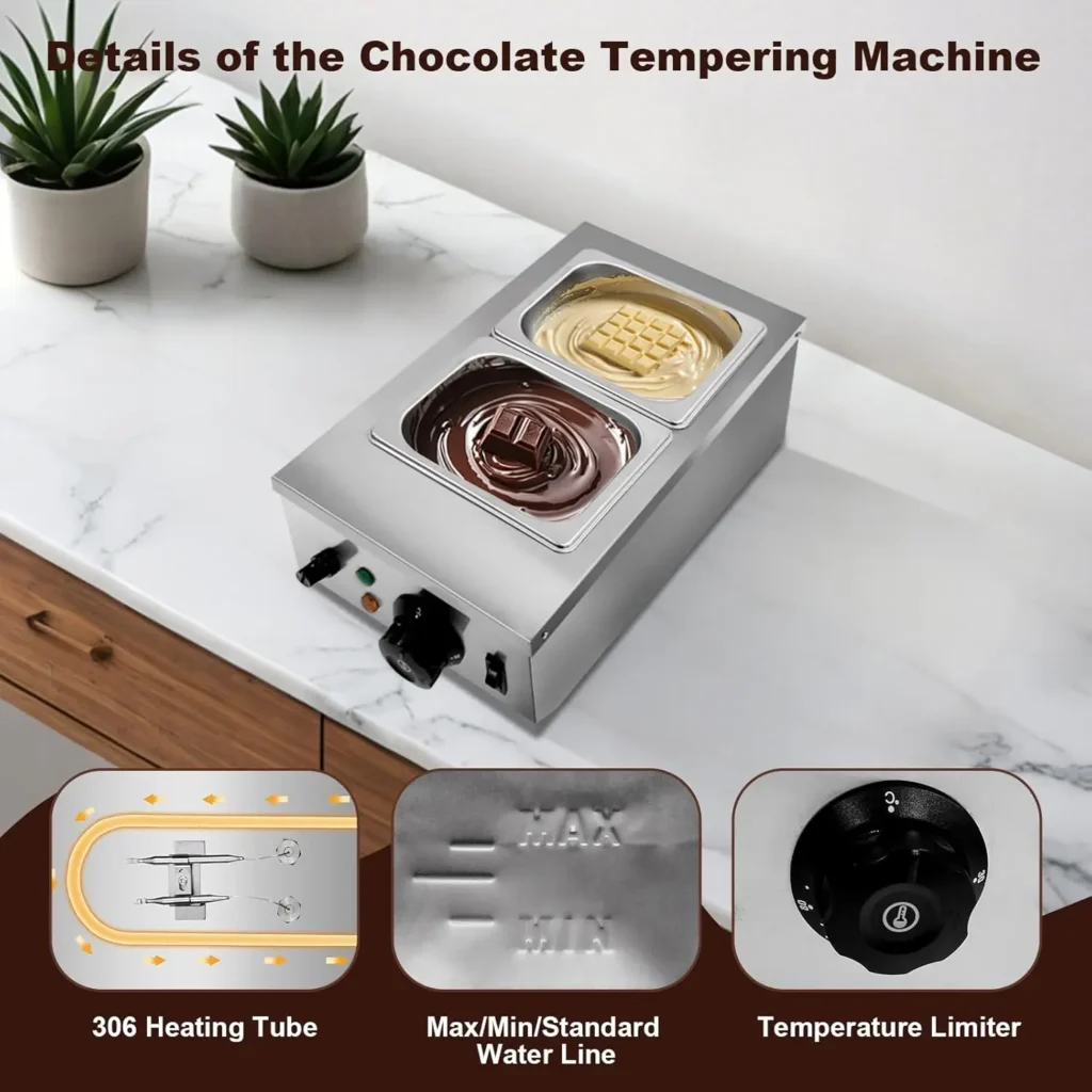 Máquina de fusión de chocolate, fundidor de chocolate con varios ollas, calentador de alimentos comercial eléctrico para fusión y calor de chocolate/leche