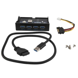 Panel frontal de disquete USB3.0 Panel frontal de 4 puertos para Bay de disquete de 3,5 pulgadas Tarjeta de expansión HUB USB3.0 de 19 pines a 4 puertos