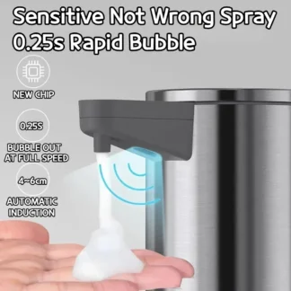 Dispensador de jabón inteligente de acero inoxidable con detección automática para lavar teléfonos móviles, sin contacto para soporte de pared de cocina para el hogar