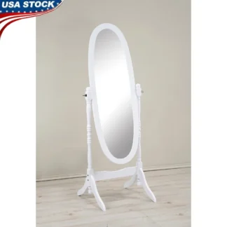 Espejo de caballo tradicional, suelo de madera, cuerpo completo, vidrio ovalado inclinado ajustable, diseño independiente, decoración elegante para dormitorio, antiguo