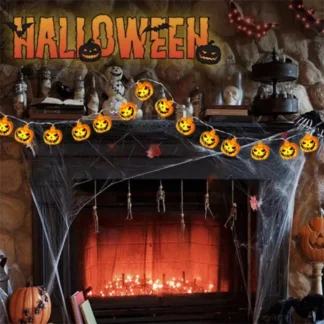 Guirnalda de luces con decoración de Halloween alimentada por batería con fantasma, bruja, gato, calabaza, telaraña, esqueleto, momia, pirata, forma de fantasma