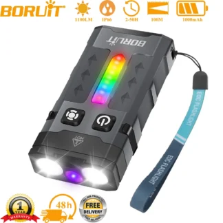 BORUiT EV20 1100LM UV LED llavero EDC linterna tipo C recargable luz de trabajo antorcha con imán Camping linterna de bolsillo