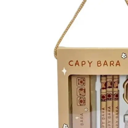 1 Juego de papelería 8 en 1 para estudiantes, regla de lápiz de capibara, juego de sacapuntas de borrador, accesorios de oficina, útiles escolares de escritura, regalos para niños