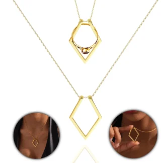 Collar con soporte para anillo, chapado en oro de 18 quilates, acero de titanio, anillo de compromiso de boda, collares para mujer, regalo de cumpleaños para esposa