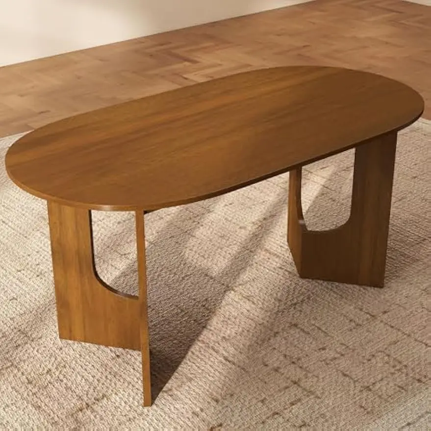 Mesa de comedor para 4-6 personas, mesa de comedor de madera con patas resistentes, mesa de comedor moderna de mediados de siglo, mesas de cocina