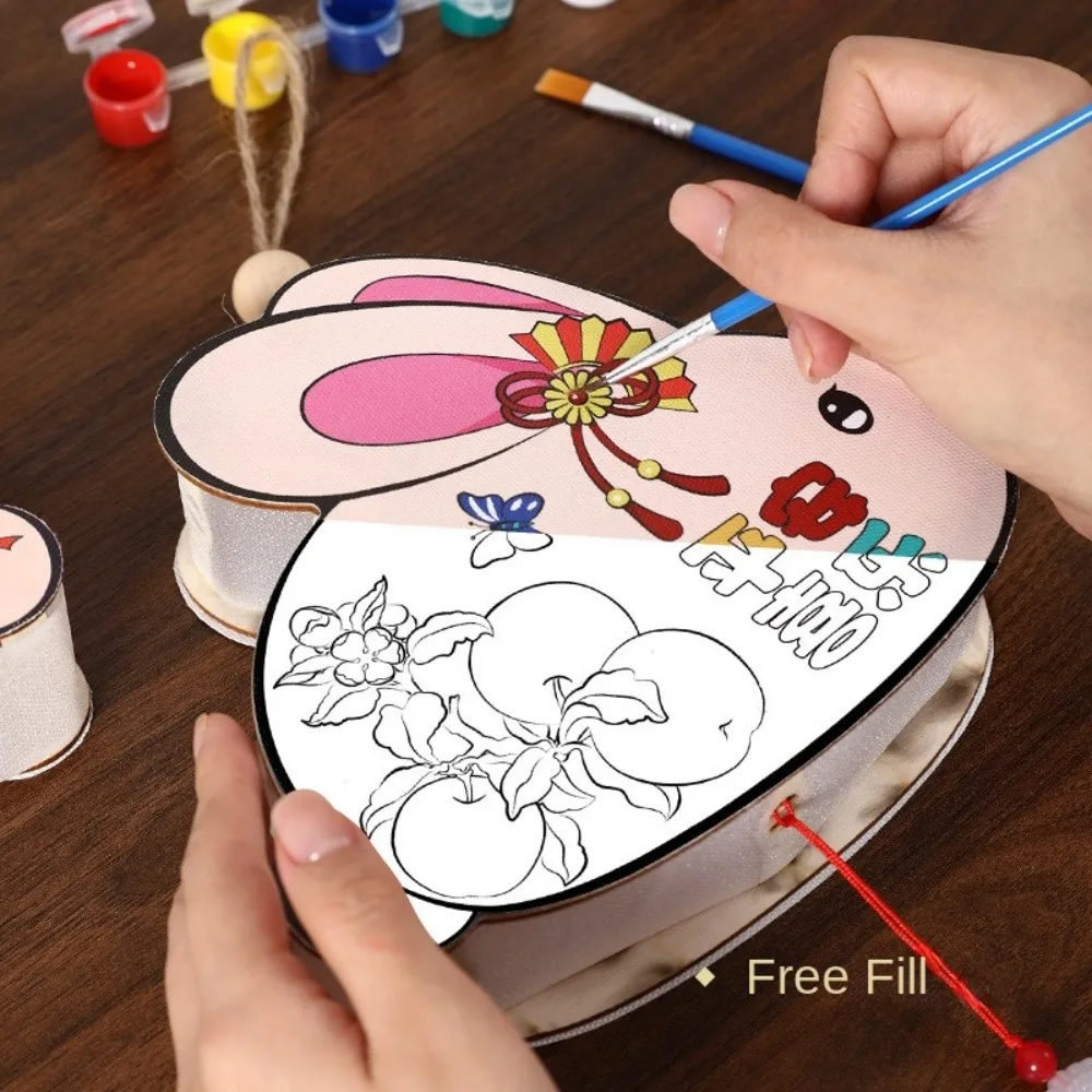 Linterna de madera de conejo de mediados de otoño, linterna de flores portátil de estilo chino DIY, linternas brillantes, juguetes luminosos hechos a mano