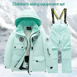 Traje de esquí infantil de invierno para niños y niñas, abrigo grueso resistente al viento e impermeable para el calor y la nieve