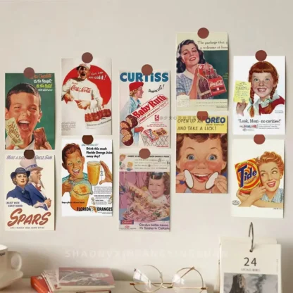 10 postales publicitarios retro, accesorios de fondo atmosférico, tarjetas de decoración de escritorio y pared