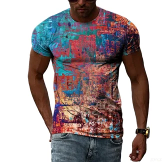 Camiseta informal con estampado 3D de película clásica con personalidad de sangre popular de verano, camiseta cómoda unisex con cuello redondo
