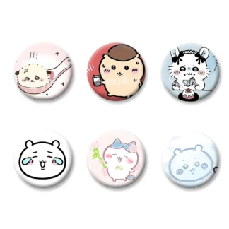 Tarjetas con insignia Flash Chiikawa, llaveros de recuerdo de dibujos animados de Anime de estilo lindo, espejo de maquillaje práctico, imán para nevera, accesorios ACG