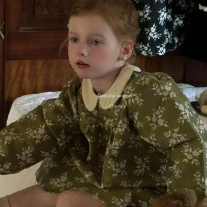 Vestidos informales para niñas, ropa tejida Jacquard de estilo Retro, estampado Simple plisado, informal, coreano, versátil, 2024