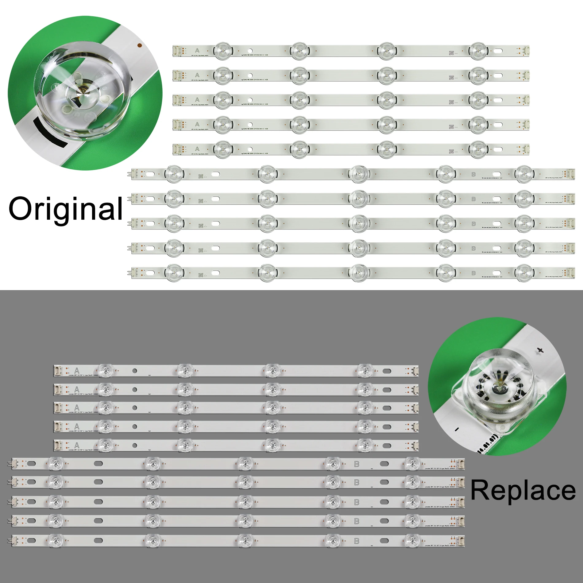 Barra de tira de LED de matriz de retroiluminación, 50LF5610, 50LF652V, 50LB620V, 50LB630V, 50LB585V, 50LF561V, 50LB5800, LC500DUH, FG, NC500DUN-VXBP2, 50LF580V