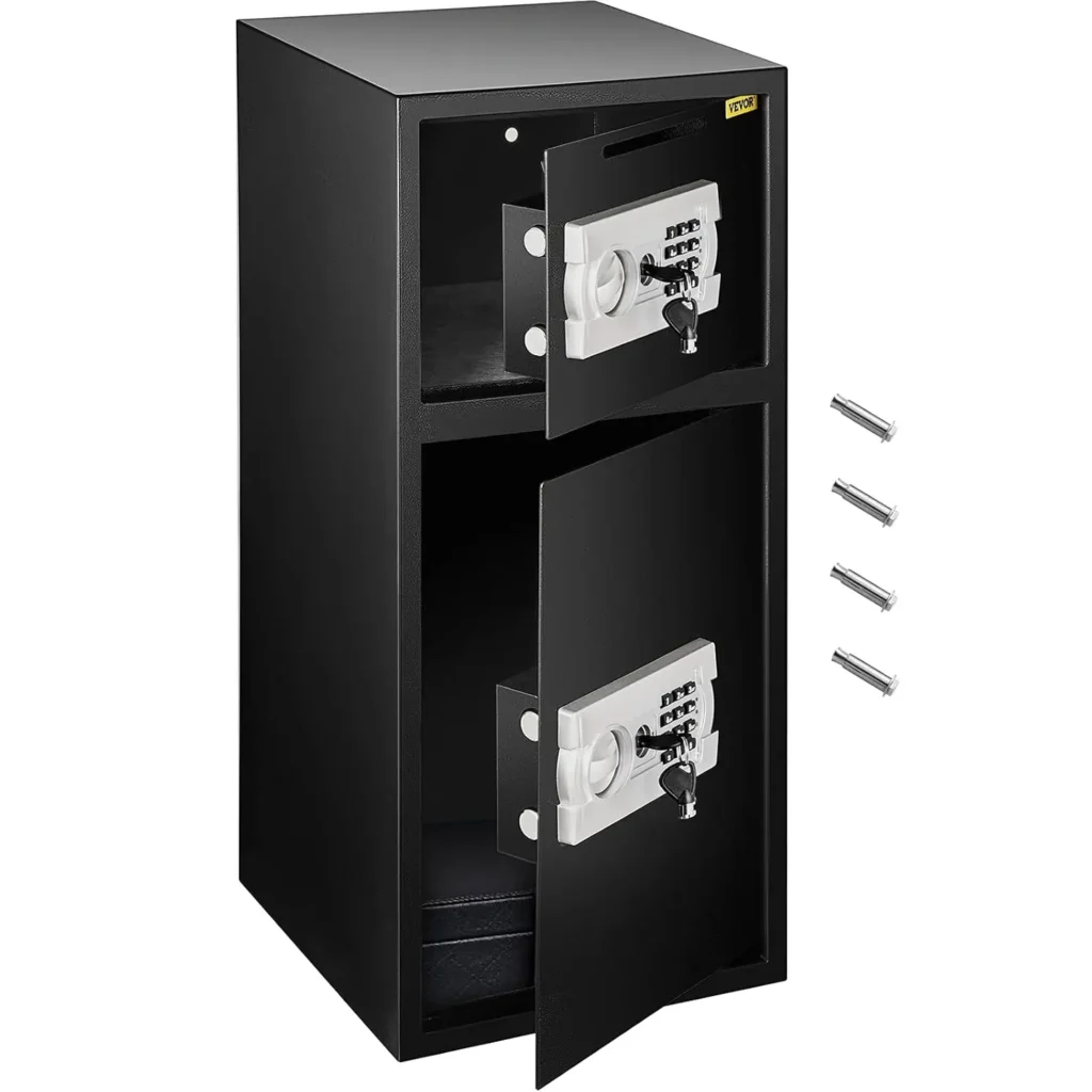 Caja fuerte de seguridad grande de doble puerta, caja fuerte de acero de 2,6 pies cúbicos con cerradura Digital para joyería de pistola de dinero, color negro