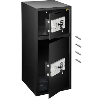 Caja fuerte de seguridad grande de doble puerta, caja fuerte de acero de 2,6 pies cúbicos con cerradura Digital para joyería de pistola de dinero, color negro