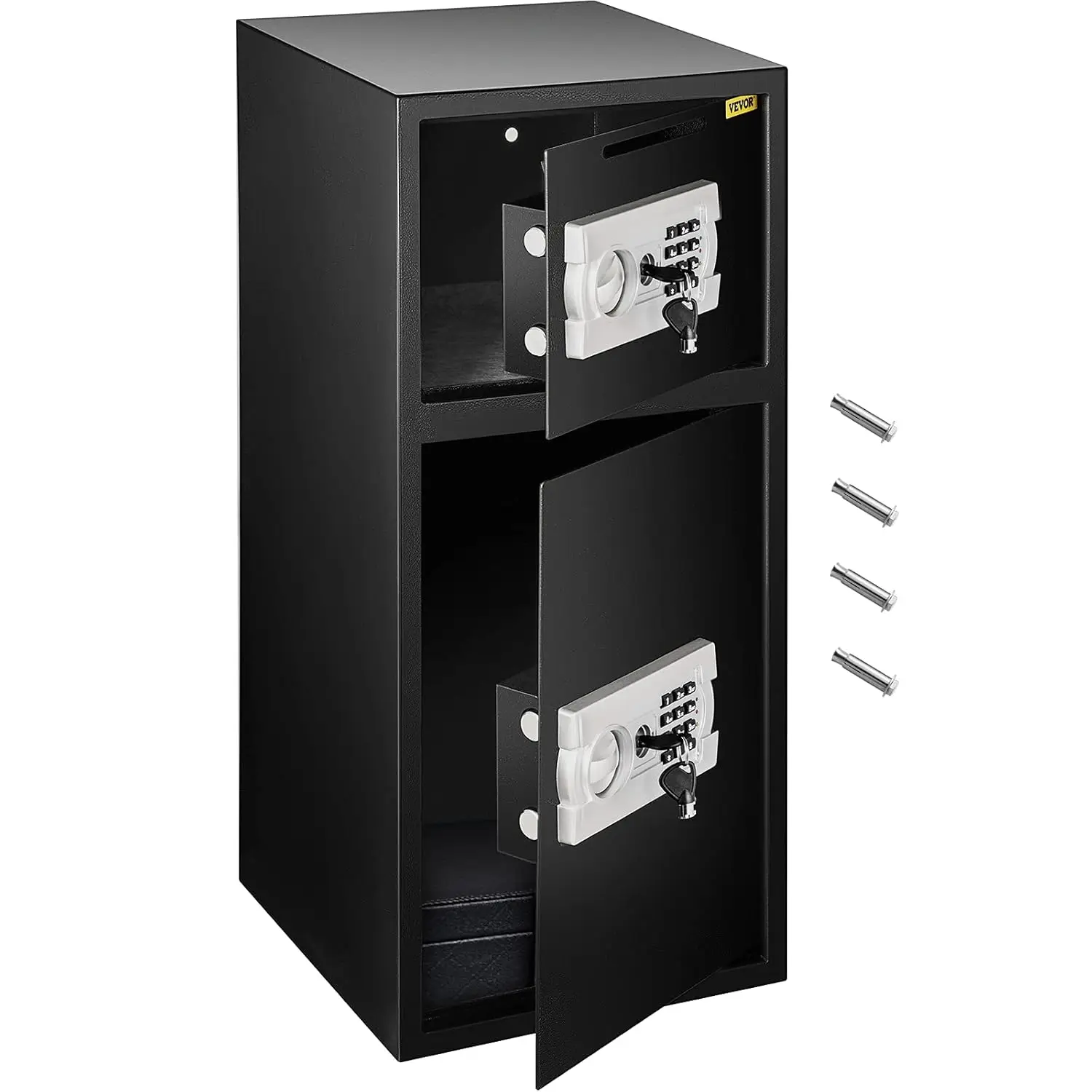 Caja fuerte de seguridad grande de doble puerta, caja fuerte de acero de 2,6 pies cúbicos con cerradura Digital para joyería de pistola de dinero, color negro