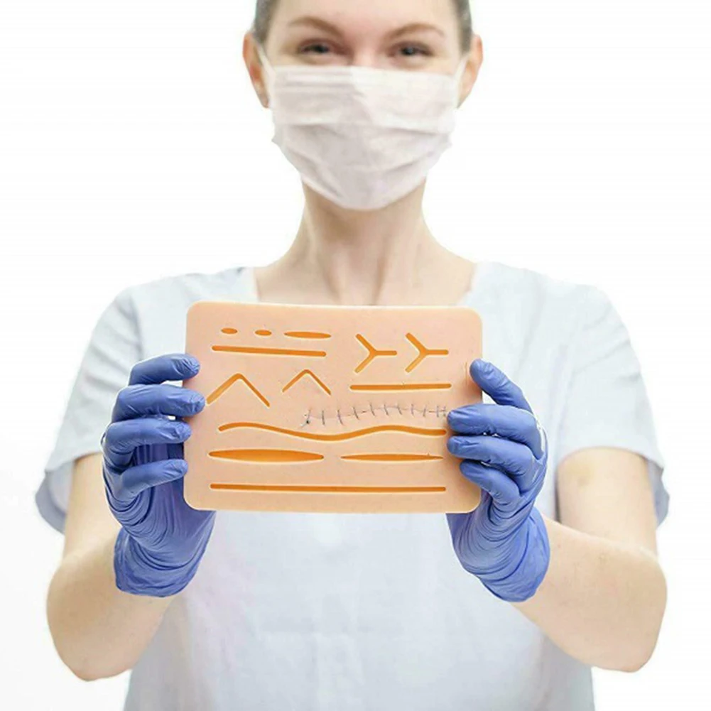 Almohadilla de entrenamiento para práctica de sutura de piel, módulo de piel falsa para práctica de sutura reutilizable, accesorios para enseñanza de sutura médica