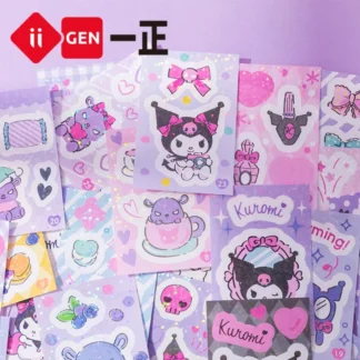 Iigen Yizheng 3 uds Kuromi Sanrio Doudou pegatinas cuaderno Kawaii 150 hojas Anime estudiante Diy Material decoración calcomanía regalo para niños