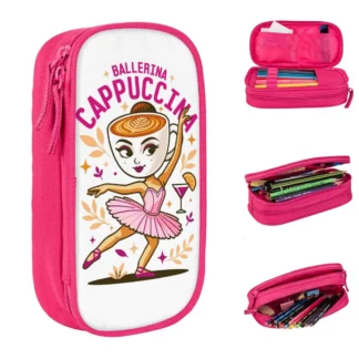 Bailarina capuchino italiano Brainrot estuches para lápices caja de bolígrafos bolsa de almacenamiento grande para niñas y niños bolsa de lápices de regalo escolar para estudiantes