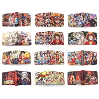 Cartera corta de Anime de una pieza Luffy Zoro Nika form Luffy, billetera de dos pliegues de cuero Pu, funda protectora, bolsa para tarjetas de almacenamiento con capacidad