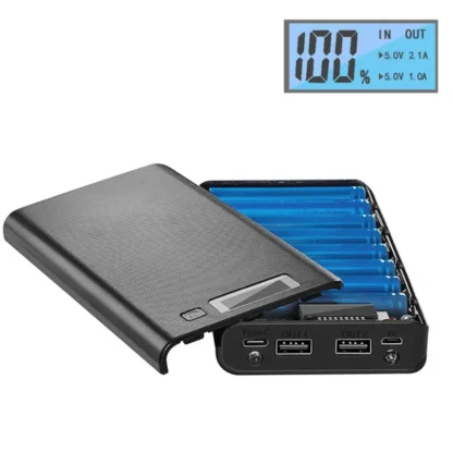 Soporte de batería 8*18650, estuche de almacenamiento de carga, Banco de energía USB Dual, caja de batería, cargador de teléfono móvil, carcasa DIY para Xiaomi