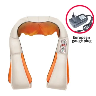 Almohada chal de masaje Shiatsu y amasado 3D con terapia de calor - Masajeador portátil para cuello, hombros y espalda para uso en el hogar y la oficina - Relie