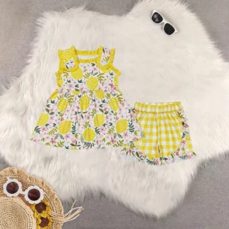 8,20 Conjuntos de ropa de verano para niñas y bebés, flores de limón, conjuntos de ropa para hermanas y hermanas
