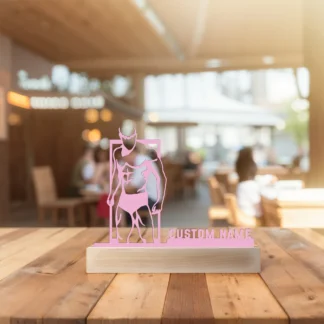 Estatua de Metal con nombre personalizado, guerrero musculoso abstracto, adorno de Metal con Base de madera, escultura de Metal, artesanía con Base de madera, 1 ud.