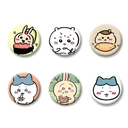 Tarjetas de insignia Flash Chiikawa, llaveros de estilo lindo de dibujos animados de Anime para chica, espejo de maquillaje práctico, imán para nevera, accesorios ACG