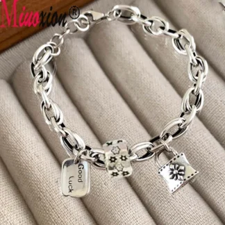 Miuoxion-pulsera Retro con cerradura de sello para mujer y hombre, cadena con letras y estrellas, joyería Punk con personalidad, regalo de fiesta para niña, 925