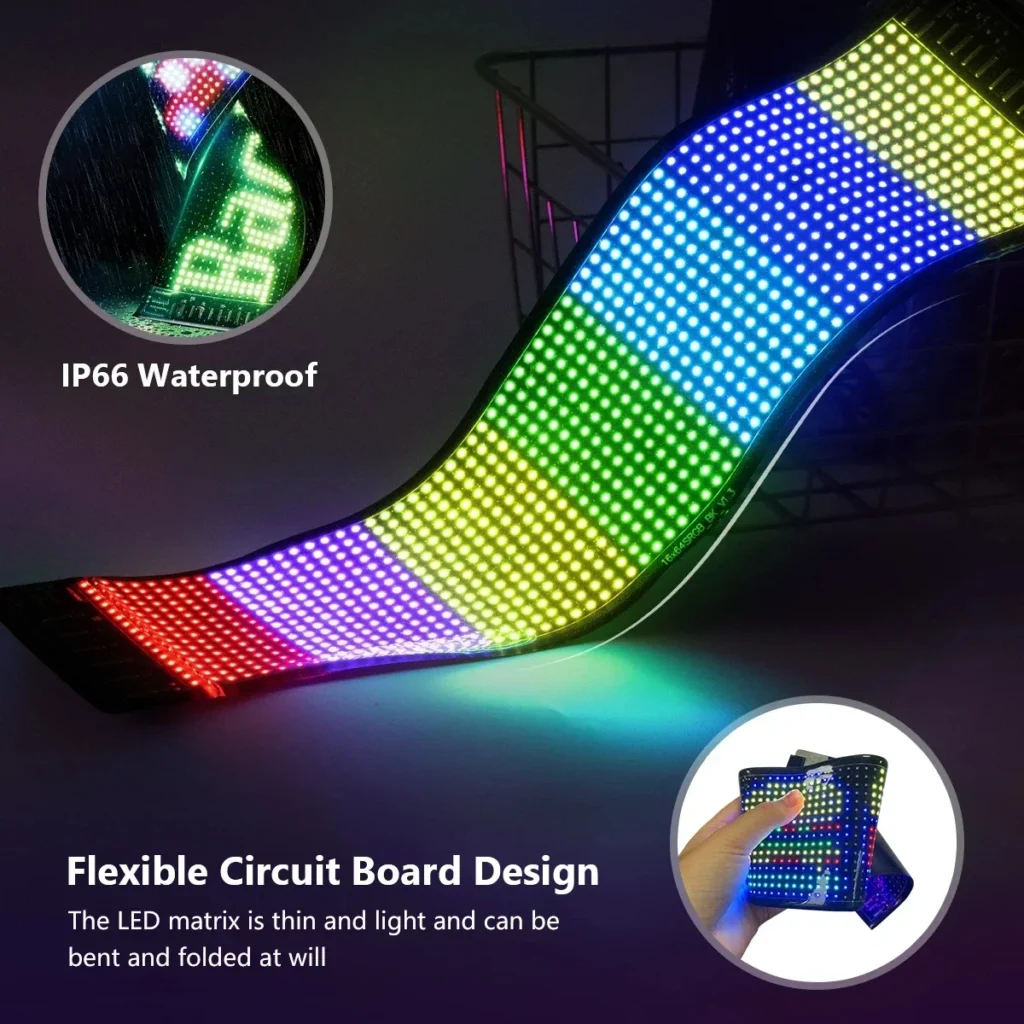 Señal de ojos de camión RGB, animación DIY, programable, Bluetooth, Control por aplicación, pantalla de desplazamiento Flexible, luz LED, Panel de píxeles de matriz para coche