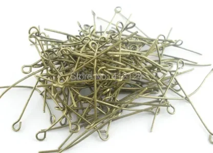 7000 Uds. Pasadores de cabeza de ojo de aleación hechos a mano en tono bronce, accesorios de joyería 30x0,7mm
