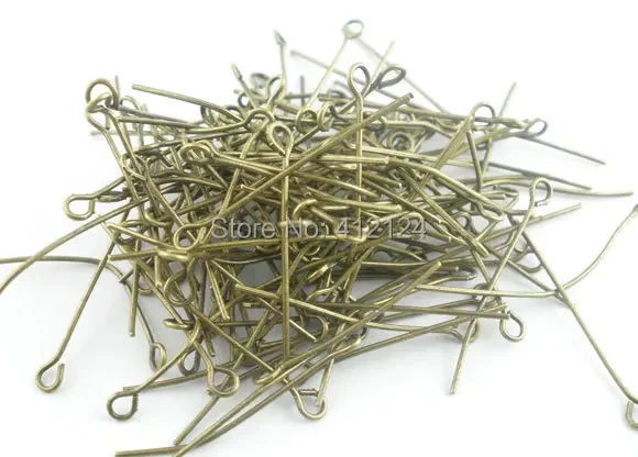 7000 Uds. Pasadores de cabeza de ojo de aleación hechos a mano en tono bronce, accesorios de joyería 30x0,7mm