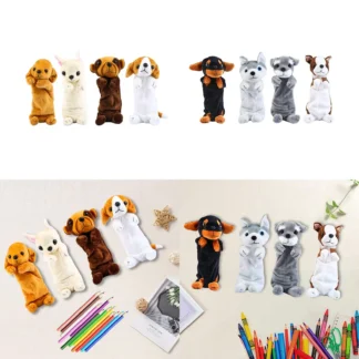 4x estuches de lápices con forma de perro de peluche, monederos, bolsas de cosméticos para viajes, niños y adolescentes