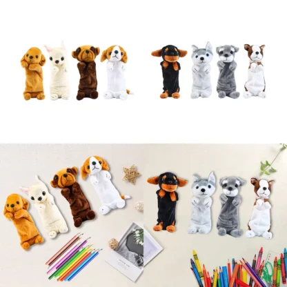 4x estuches de lápices con forma de perro de peluche, monederos, bolsas de cosméticos para viajes, niños y adolescentes
