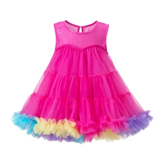 Vestido tutú para niñas, sin mangas, con tirantes, princesa arcoíris, vestido de fiesta de cumpleaños para niñas, disfraz para fiesta de Halloween