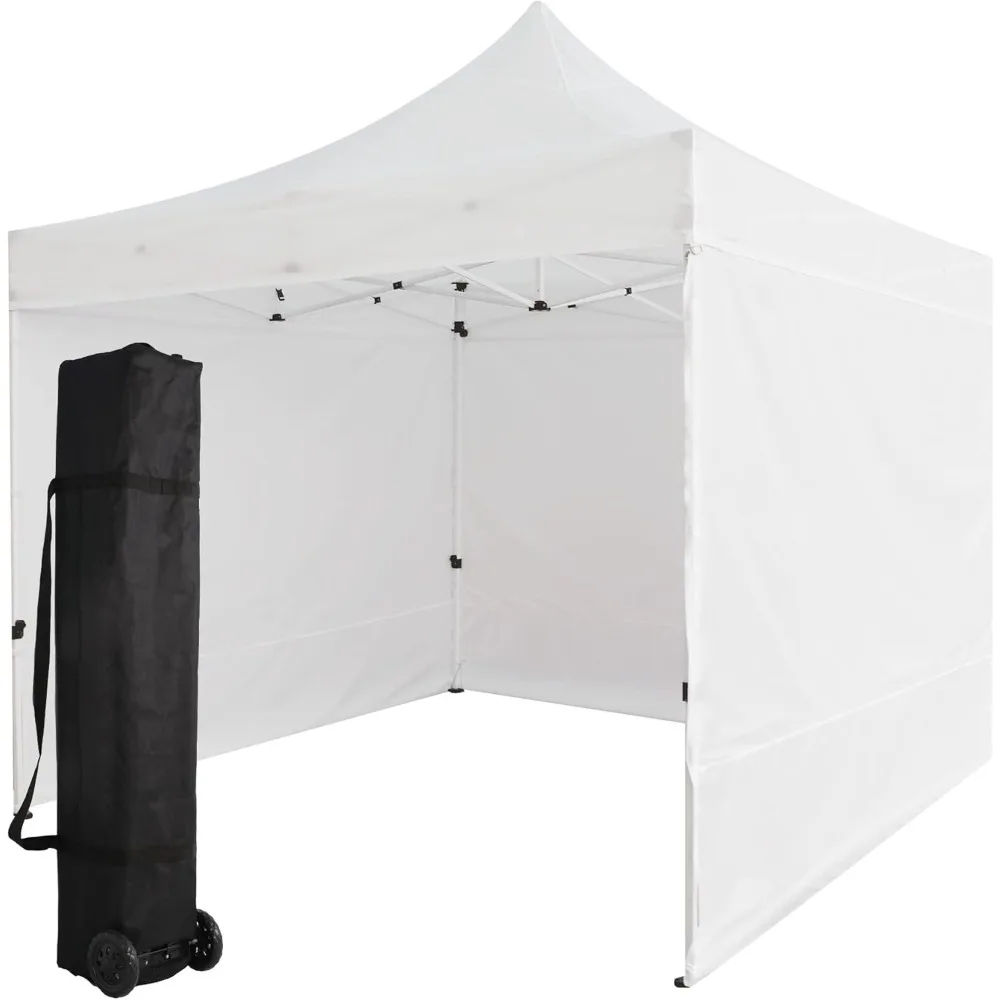 Tienda con dosel emergente, tienda con dosel instantáneas de 10x10 pies, paredes laterales de refugio plegables comerciales para exteriores con altura ajustable, almacenamiento
