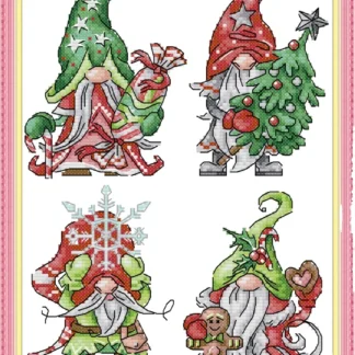 Joy Sunday-Kit de punto de cruz preimpreso DIY, patrón fácil, Aida 14/11CT, conjunto de bordado de tela estampada, enano de Navidad