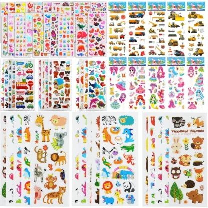 12/24 Uds pegatinas de burbujas de dibujos animados 3D más de 100 + estilos decoración DIY aleatoria pegatinas de grafiti para diario equipaje portátil