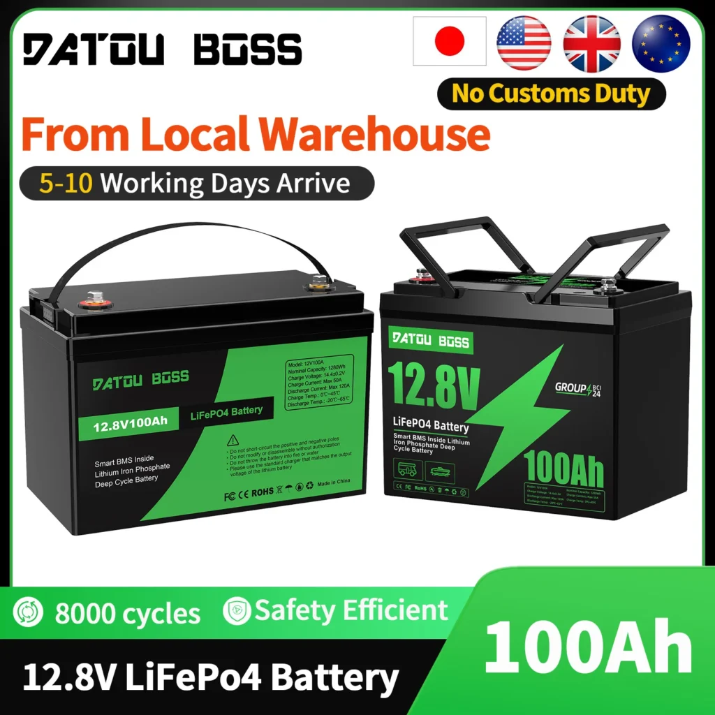 Batería MFUZOP 12V 100Ah LiFePO4 con protección de baja temperatura, BMS 100A incorporado, máx. 15000 ciclos, perfecto para motores de curricán, vehículos recreativos