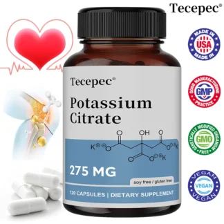 Citrato de potasio 275 mg, para la salud cardiovascular del corazón, riñón y nervioContiene minerales esenciales