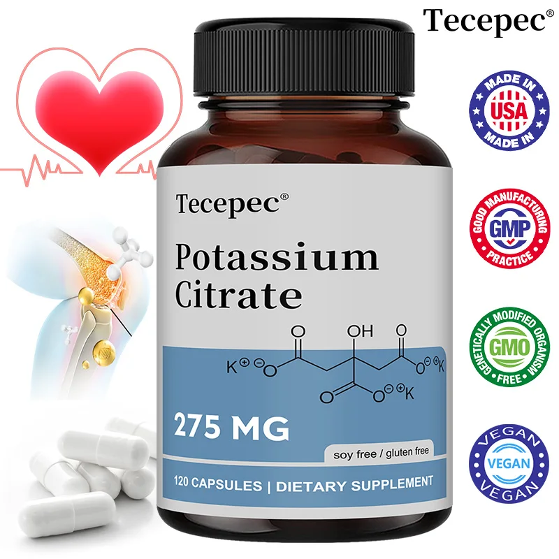 Citrato de potasio 275 mg, para la salud cardiovascular del corazón, riñón y nervioContiene minerales esenciales