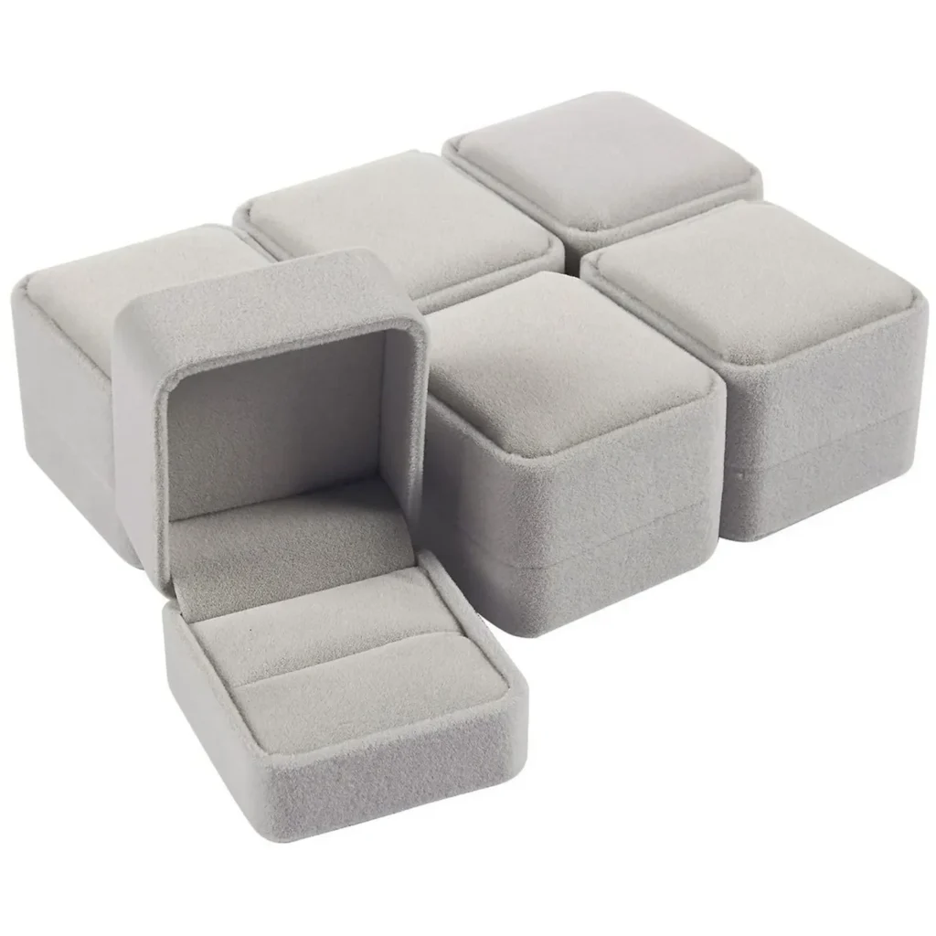 Caja cuadrada de terciopelo para anillos y pendientes, organizador de almacenamiento para joyería, regalo, propuesta romántica, caja de anillo de boda, 6 piezas