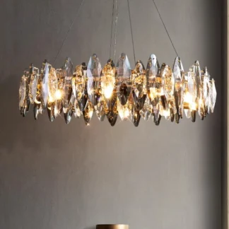 Lámpara LED moderna de cristal de lujo con hojas doradas y plateadas, iluminación colgante, lámpara decorativa para el hogar, Lustre para sala de estar