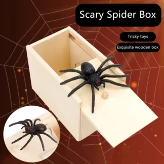 Caja de broma de araña de simulación de Halloween, caja de madera de araña emergente creativa, divertido juguete de broma sorpresa, regalo para niños