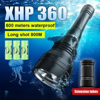 60000LM Super potente linterna de buceo XHP360 antorcha de buceo profesional de alta potencia led linterna IPX8 luces submarinas